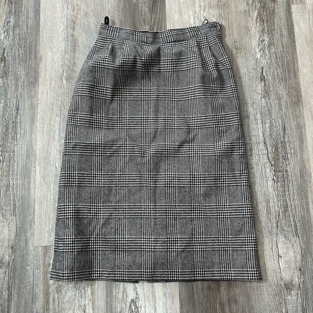 Vintage Houndstooth Peabody House International Wool Born Lined Skirt Size 7/8